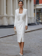 Shimmering Ruched Dress And Blazer Set