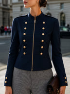 Military-Inspired Double-Breasted Jacket