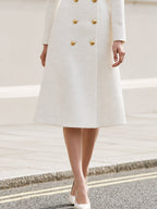 Tweed Double-Breasted Midi Coat Dress