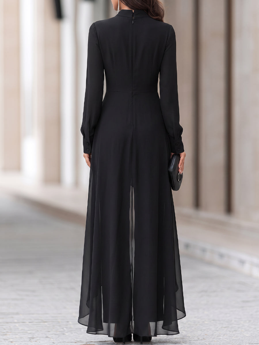 Chiffon Overlay Tunic And Tailored Wide-Leg Pants Set