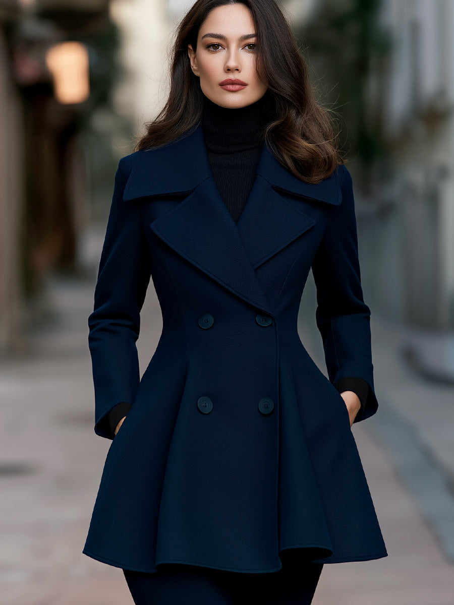 Double-Breasted Tailored Fit And Flare Coat