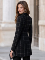 Plaid Stand Collar Longline Blazer Coat
