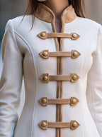 Contrast-Trim Toggle Front Tailored Jacket