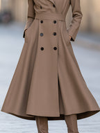 Double-Breasted Belted A-Line Trench Coat Dress