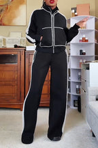 Women's Casual Beads Decoration Short Jacket or Pants