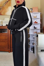 Women's Casual Beads Decoration Short Jacket or Pants