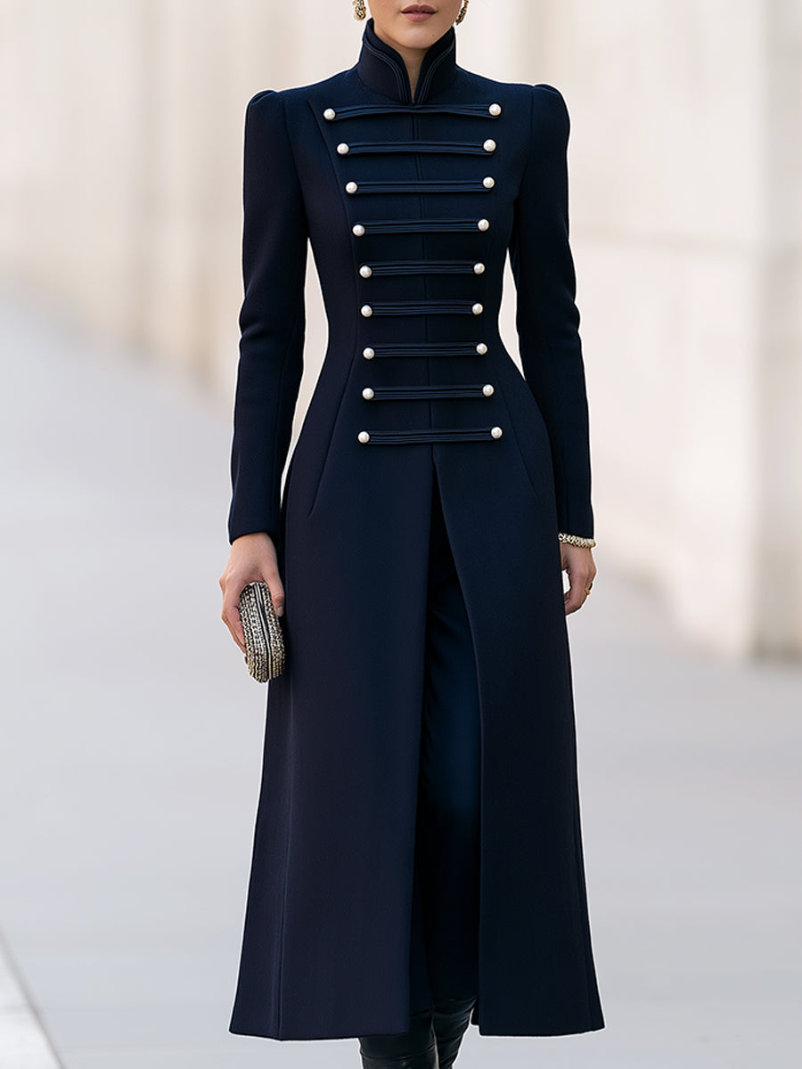 Military-Inspired Long Coat With Napoleonic Tailoring