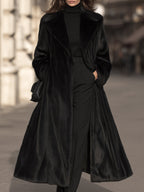 Women's Long Faux Fur Lapel Coat Elegant Oversized Winter Overcoat
