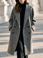 Tweed Double-Breasted Oversized Longline Coat