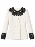 Lace Collar Double-Breasted Tailored Blazer