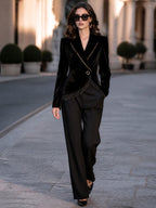 Chain-Trim Velvet Beaded Fringe Blazer