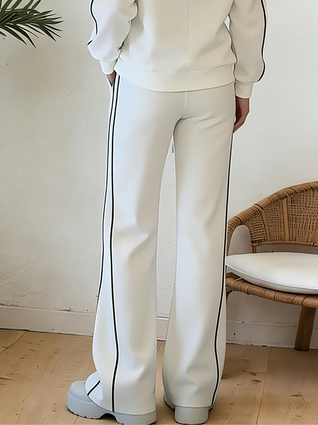 Casual High Waist Wide Leg Pants Color Block H-Line Daily Trousers