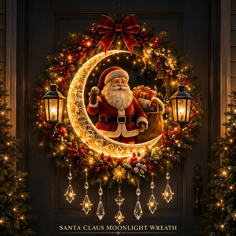 👼 Moonlit Wreath Collection – Lighted Holiday Door Decor 🎄