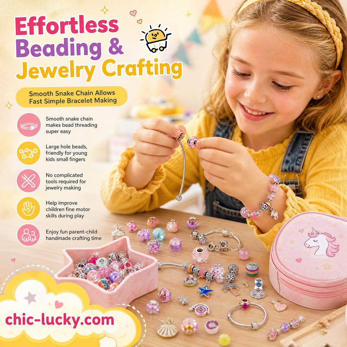 🎁LAST DAY SALE ONLY￡9.99!!💞50K+ SOLD! 📿Kids DIY Charm Bracelet Making Kit💎