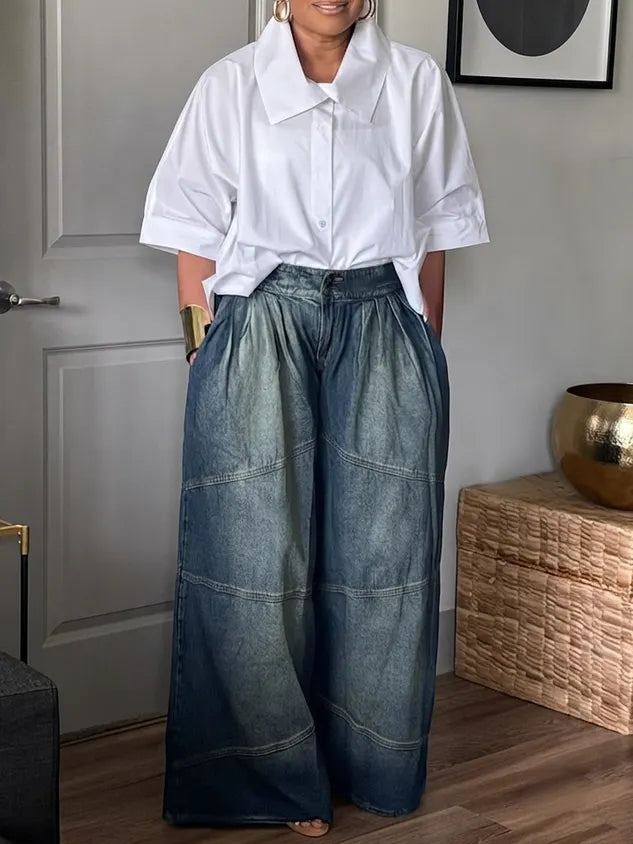 Denim Casual Loose Jeans Straight pants