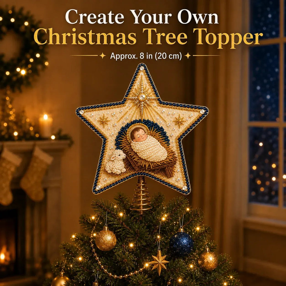 ⭐ Christian Faith Nativity Pearl Diamond Art Tree Topper Kit – Handcrafted Christmas Keepsake & Holiday Decor