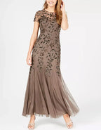 Crew Neck Sequined Maxi Dress