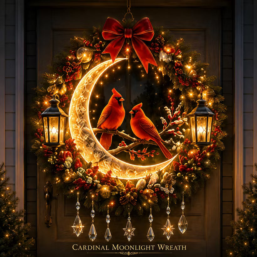 👼 Moonlit Wreath Collection – Lighted Holiday Door Decor 🎄