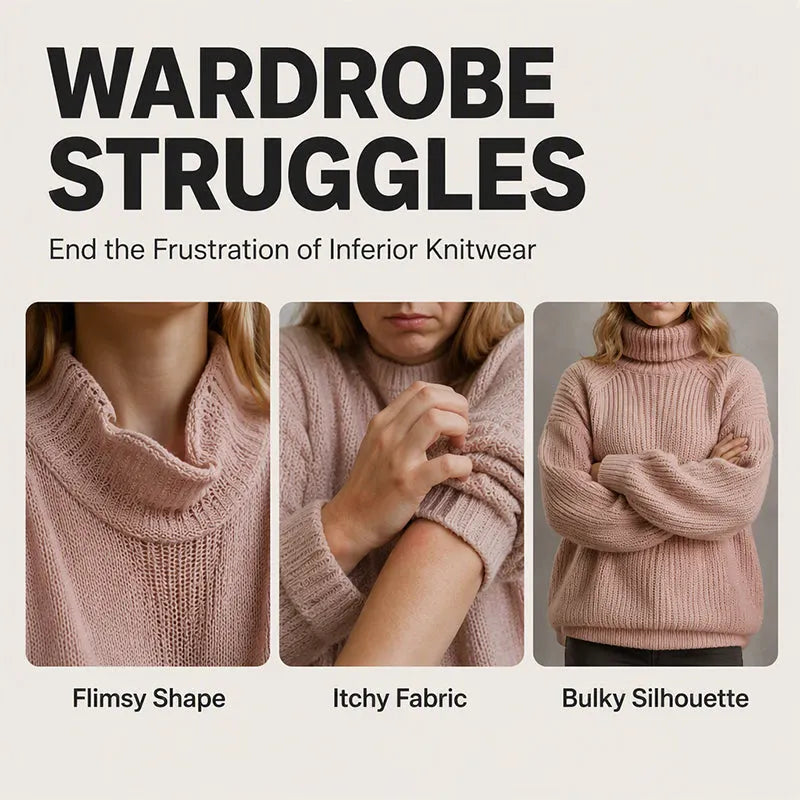 🔥 LAST DAY SALE ONLY £17.99!🧶 Cozy High Neck, Flattering Relaxed Drape 💗 Women's Knit Sweater Dress