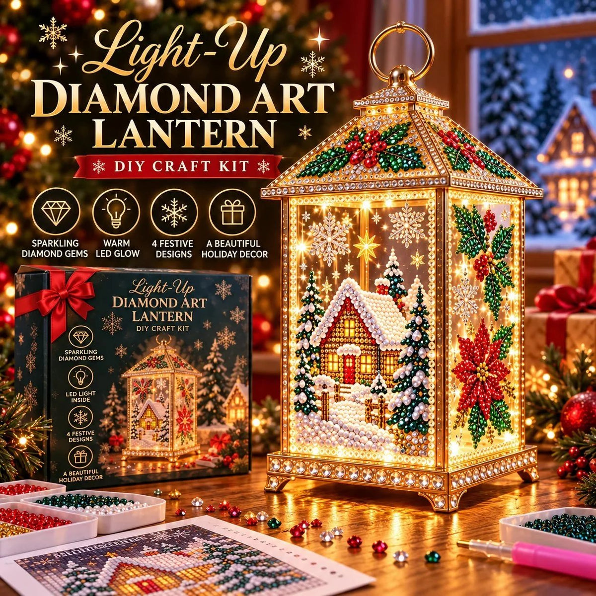🌟DIY Light-Up Diamond Art Lantern