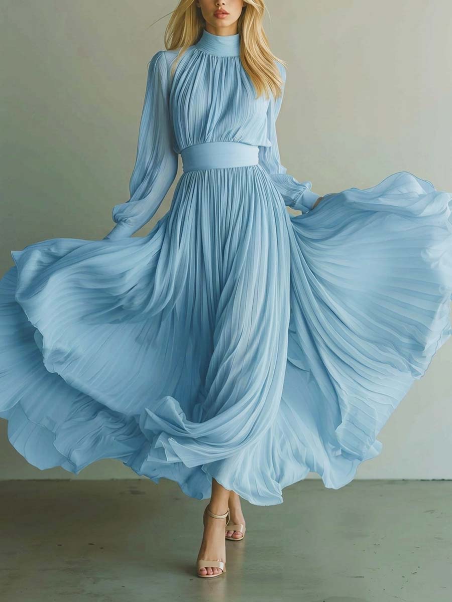 Women's Solid Color Art Stylish Chiffon Casual Dress