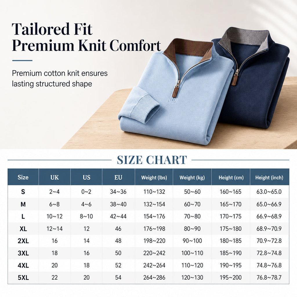 ⏳LAST DAY SALE ONLY￡23.99!🔥✨ Men's Quarter Zip Stand Collar Pullover Cotton Blend Long Sleeve Sweatshirt