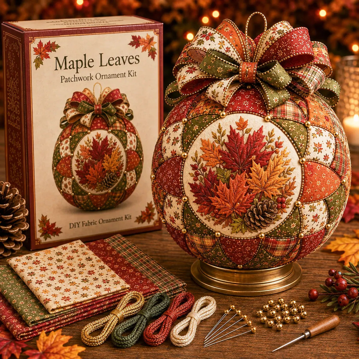 🍂 Beginner-Friendly DIY Autumn Thanksgiving Patchwork Ornament Kit Collection