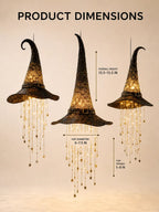 🧙‍♀️ Hanging Glowing Witch Hat with Star String Lights Magical Seasonal Decor for Halloween & Everyday Whimsy
