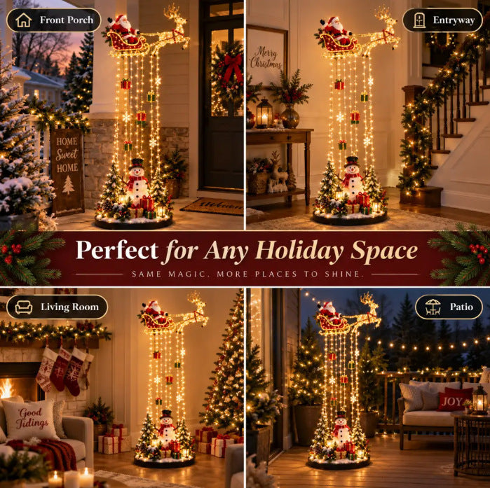 Santa Sleigh Cascade Light Stand