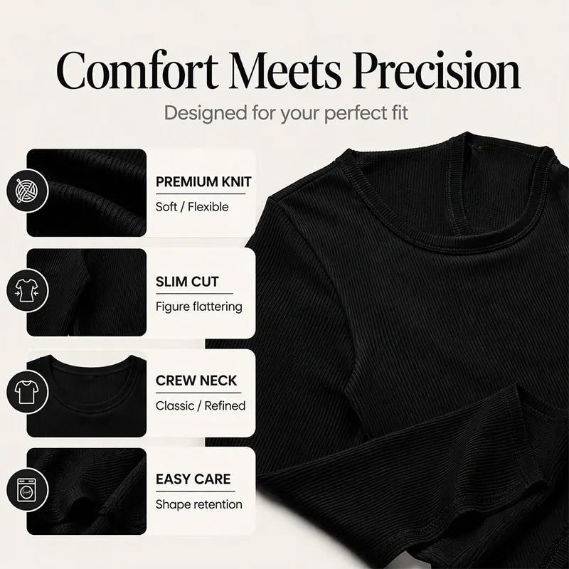 ⏳LAST DAY SALE ONLY￡9.99!!⭐🧶 Ribbed Texture, Easy Everyday Fit | Women's Classic Crew-Neck Knit Top