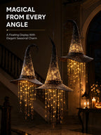 🧙‍♀️ Hanging Glowing Witch Hat with Star String Lights Magical Seasonal Decor for Halloween & Everyday Whimsy