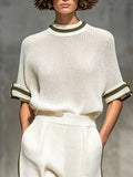 Casual Plain Split Joint  Knit Top