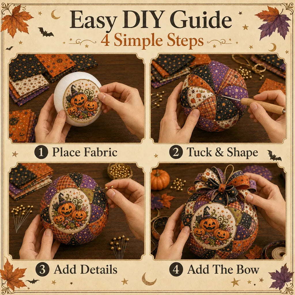 🎃 Beginner-Friendly DIY Halloween Classics Patchwork Ornament Kit Collection