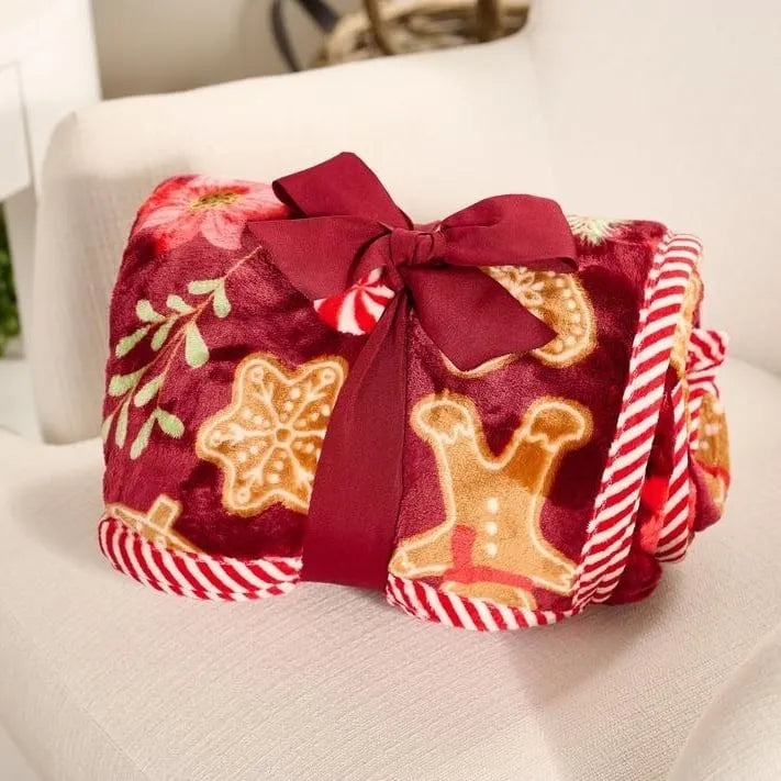 💖Christmas Festive Print Throw Blanket with Border