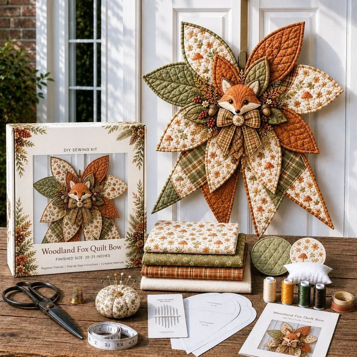 🎀 Beginner-Friendly Oversized Quilted Bow Sewing Kit | Coordinated Printed Fabrics, Batting, Pre-Designed Templates & Complete Supplies for a 3D Statement Bow ✨