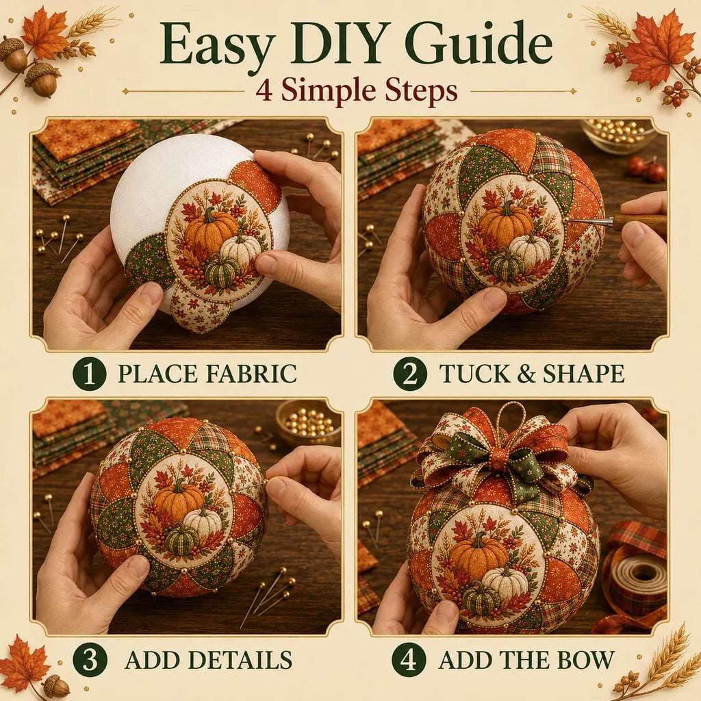🍂 Beginner-Friendly DIY Autumn Thanksgiving Patchwork Ornament Kit Collection