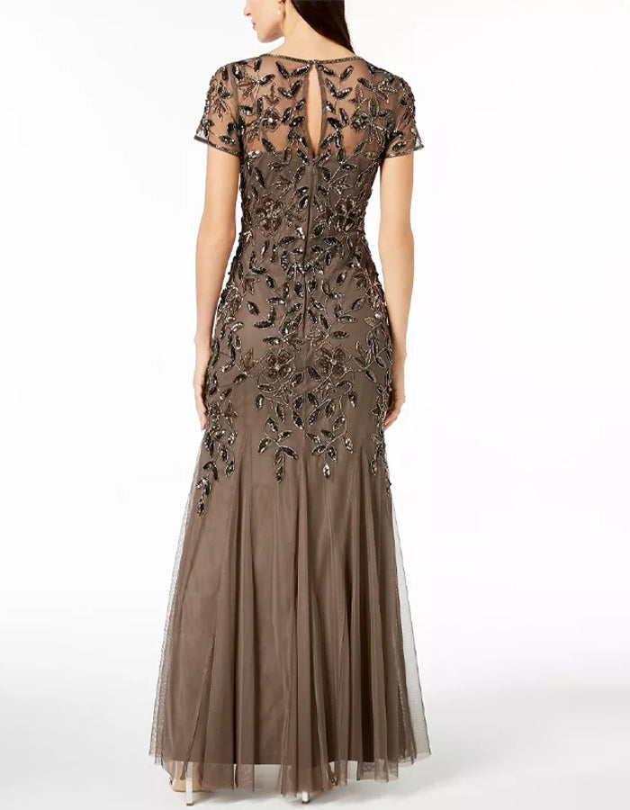 Crew Neck Sequined Maxi Dress