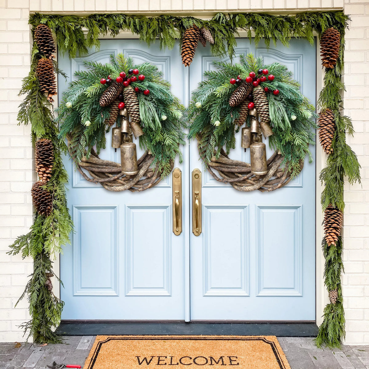 Farmhouse Christmas Wreath, Boho Wreath, Holiday Wreath