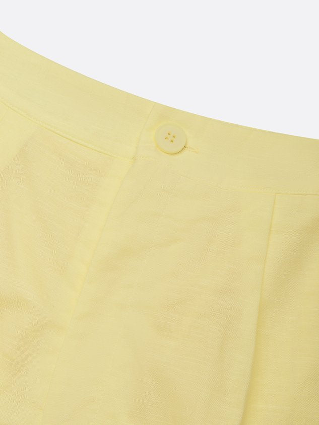 Cotton And Linen Casual Plain Straight  Shorts