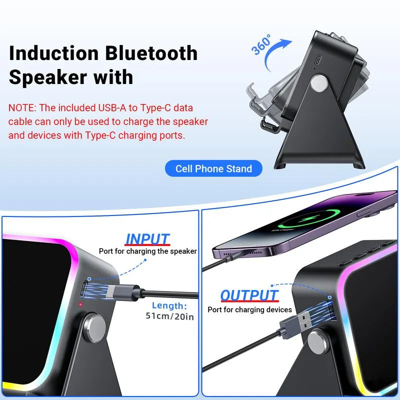 ⏳LAST DAY SALE ONLY ￡13.99!!✨🎅📱 5-in-1 Wireless Speaker Stand – Induction Audio & Phone Holder 🎵💡