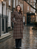 Plaid Double-Breasted Belted Wool-Blend Longline Coat