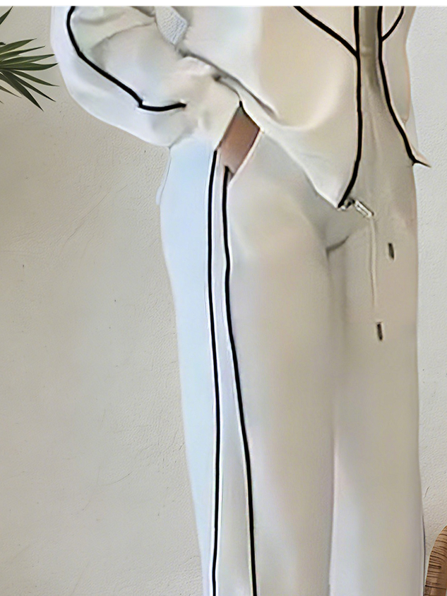 Casual High Waist Wide Leg Pants Color Block H-Line Daily Trousers