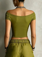 Casual Solid Boat Neck Slim Fit Tee
