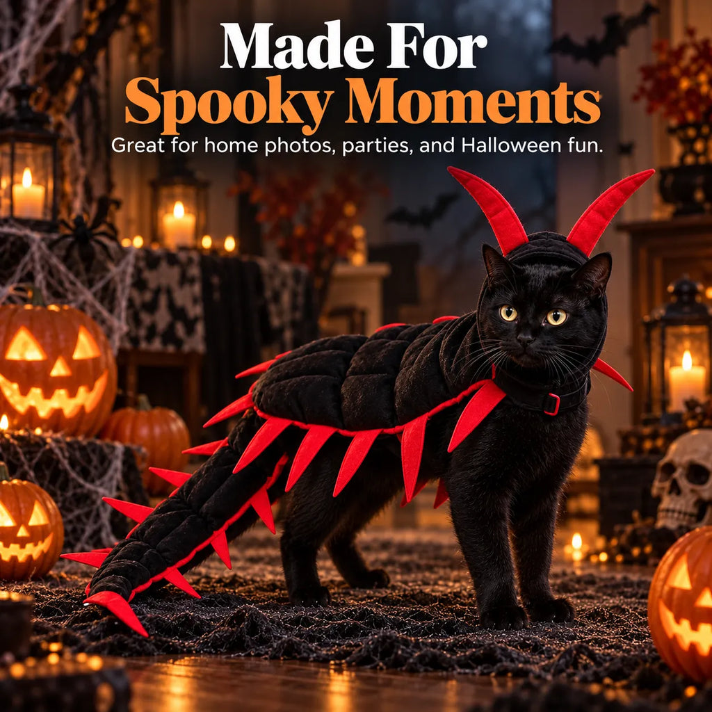 🎃 Halloween Centipede Cat Costume – 3D Spooky Pet Outfit