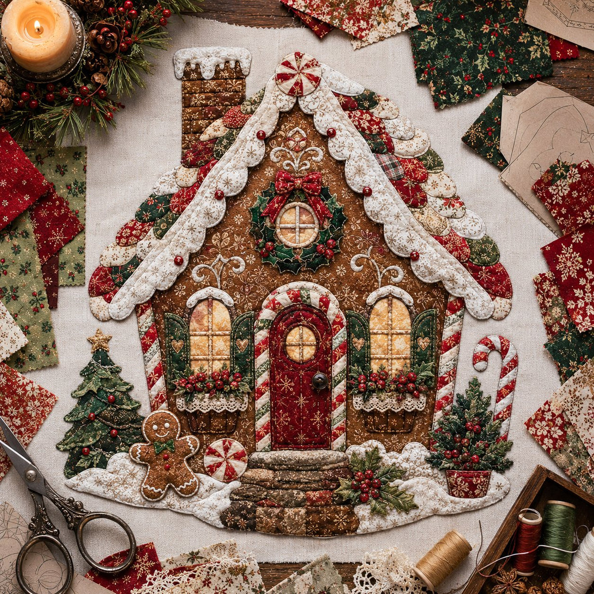 🎅Christmas Patchwork Fabric DIY Decor Kit – Stunning Results, Zero Experience Needed