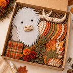 Birth Flower Highland Cow 3D Layered Fabric Art DIY Kit | Complete Kit Included ✂️ Pre-Cut Pieces • Glue or Stitch Your Way • Create a Cozy 3D Highland Cow Decor 💕