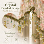 Embroidered Lace Doorway Curtain – Romantic Floral Beaded Sheer Panels