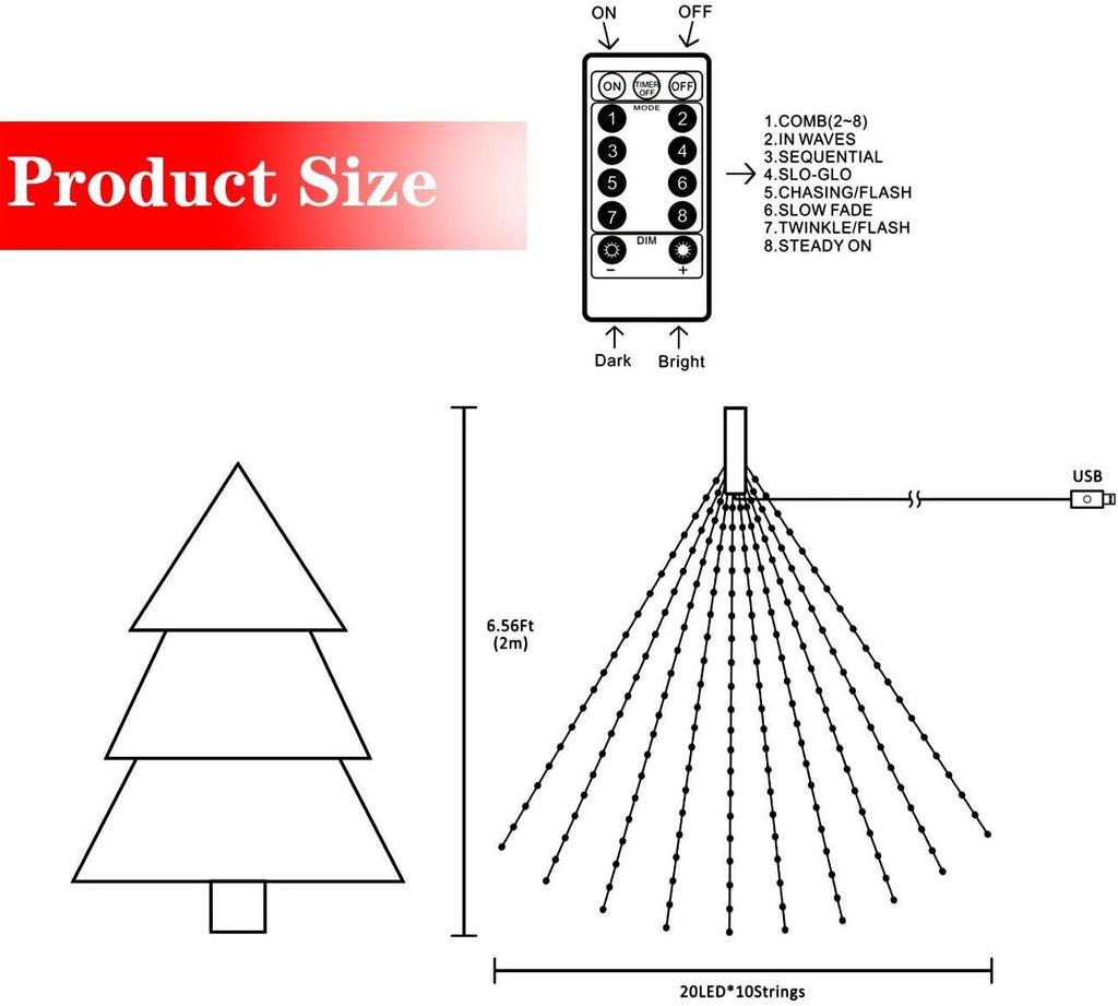 🌲8 Modes 100-600 Christmas LED Firefly Twinkle String Lights