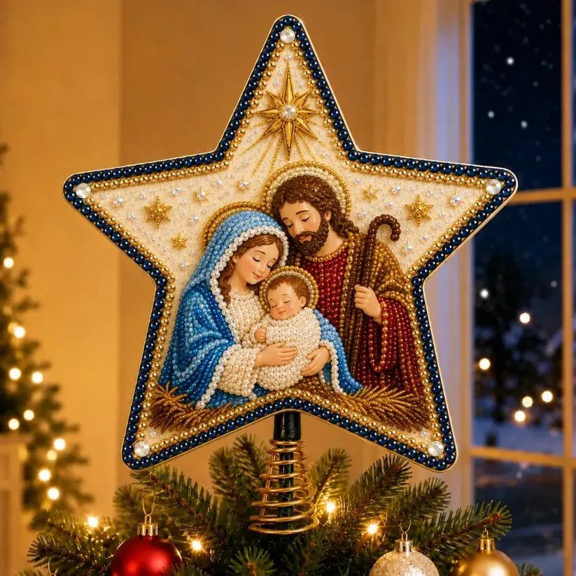 ⭐ Christian Faith Nativity Pearl Diamond Art Tree Topper Kit – Handcrafted Christmas Keepsake & Holiday Decor