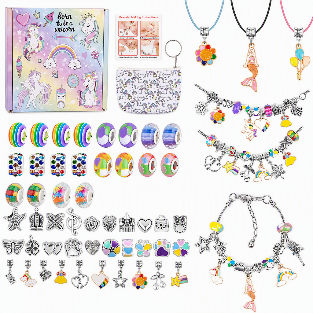 🎁LAST DAY SALE ONLY￡9.99!!💞50K+ SOLD! 📿Kids DIY Charm Bracelet Making Kit💎